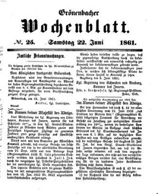 Grönenbacher Wochenblatt Samstag 22. Juni 1861