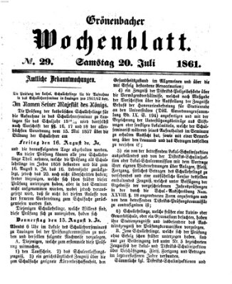 Grönenbacher Wochenblatt Samstag 20. Juli 1861