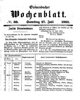 Grönenbacher Wochenblatt Samstag 27. Juli 1861