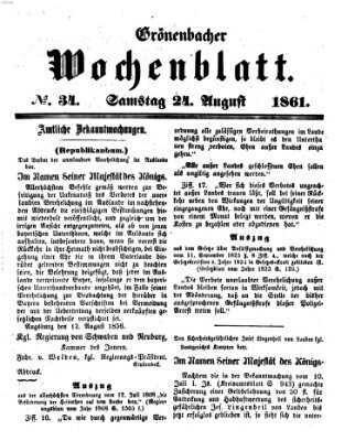 Grönenbacher Wochenblatt Samstag 24. August 1861