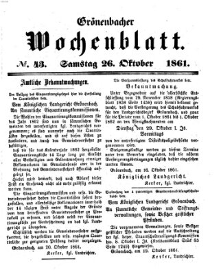 Grönenbacher Wochenblatt Samstag 26. Oktober 1861