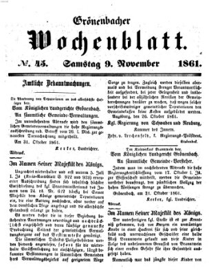 Grönenbacher Wochenblatt Samstag 9. November 1861