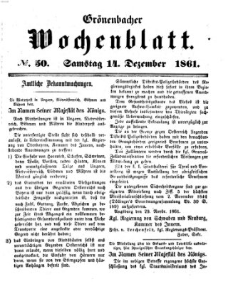 Grönenbacher Wochenblatt Samstag 14. Dezember 1861