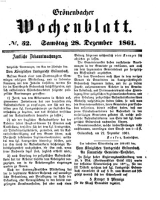 Grönenbacher Wochenblatt Samstag 28. Dezember 1861