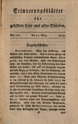 Erinnerungs-Blätter für gebildete Leser aus allen Ständen Sonntag 13. März 1814