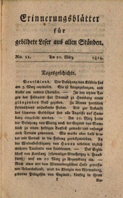 Erinnerungs-Blätter für gebildete Leser aus allen Ständen Sonntag 20. März 1814