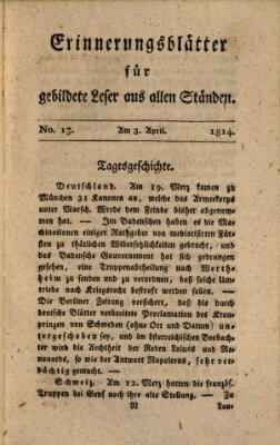 Erinnerungs-Blätter für gebildete Leser aus allen Ständen Sonntag 3. April 1814