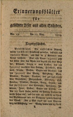 Erinnerungs-Blätter für gebildete Leser aus allen Ständen Sonntag 15. Mai 1814