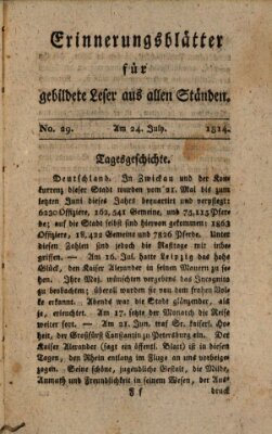 Erinnerungs-Blätter für gebildete Leser aus allen Ständen Sonntag 24. Juli 1814