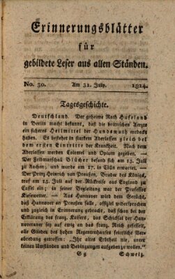 Erinnerungs-Blätter für gebildete Leser aus allen Ständen Sonntag 31. Juli 1814