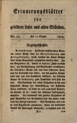 Erinnerungs-Blätter für gebildete Leser aus allen Ständen Sonntag 25. September 1814