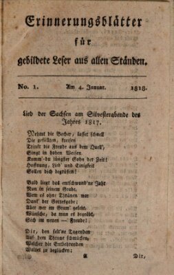 Erinnerungs-Blätter für gebildete Leser aus allen Ständen Sonntag 4. Januar 1818