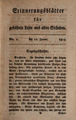 Erinnerungs-Blätter für gebildete Leser aus allen Ständen Sonntag 11. Januar 1818