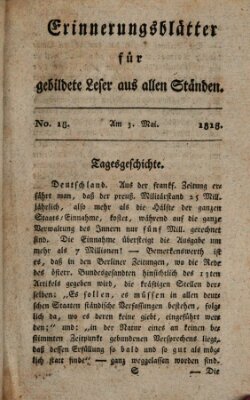 Erinnerungs-Blätter für gebildete Leser aus allen Ständen Sonntag 3. Mai 1818