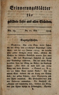 Erinnerungs-Blätter für gebildete Leser aus allen Ständen Sonntag 10. Mai 1818