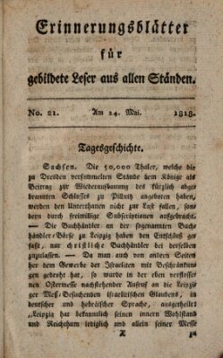 Erinnerungs-Blätter für gebildete Leser aus allen Ständen Sonntag 24. Mai 1818