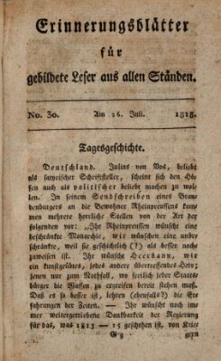 Erinnerungs-Blätter für gebildete Leser aus allen Ständen Sonntag 26. Juli 1818