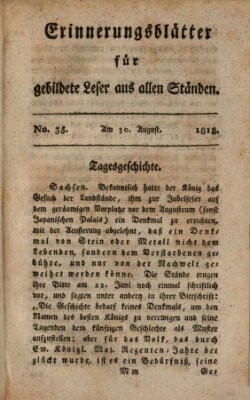 Erinnerungs-Blätter für gebildete Leser aus allen Ständen Sonntag 30. August 1818