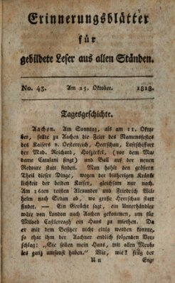 Erinnerungs-Blätter für gebildete Leser aus allen Ständen Sonntag 25. Oktober 1818