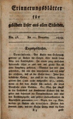 Erinnerungs-Blätter für gebildete Leser aus allen Ständen Sonntag 15. November 1818