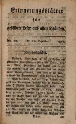 Erinnerungs-Blätter für gebildete Leser aus allen Ständen Sonntag 13. Dezember 1818