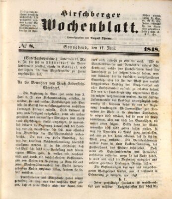 Hirschberger Wochenblatt Samstag 17. Juni 1848