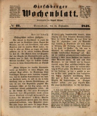 Hirschberger Wochenblatt Samstag 16. September 1848