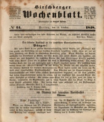 Hirschberger Wochenblatt Freitag 13. Oktober 1848