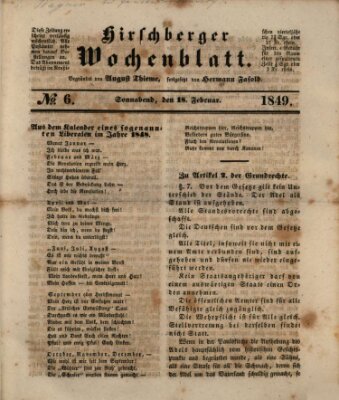 Hirschberger Wochenblatt Sonntag 18. Februar 1849