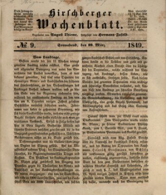 Hirschberger Wochenblatt Samstag 10. März 1849