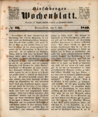 Hirschberger Wochenblatt Samstag 7. Juli 1849