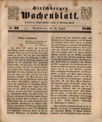 Hirschberger Wochenblatt Samstag 25. August 1849