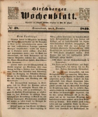 Hirschberger Wochenblatt Samstag 8. Dezember 1849