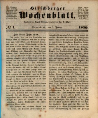 Hirschberger Wochenblatt Samstag 5. Januar 1850