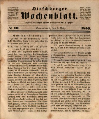 Hirschberger Wochenblatt Samstag 9. März 1850