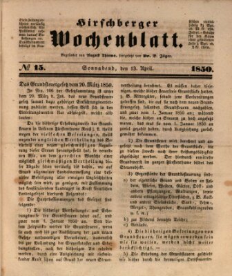 Hirschberger Wochenblatt Samstag 13. April 1850