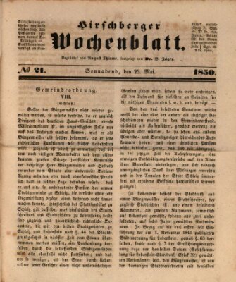 Hirschberger Wochenblatt Samstag 25. Mai 1850