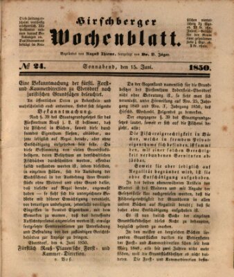 Hirschberger Wochenblatt Samstag 15. Juni 1850