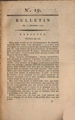 Bulletin Sonntag 11. Dezember 1791