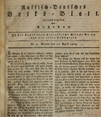 Russisch-deutsches Volksblatt Samstag 10. April 1813