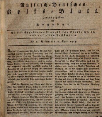 Russisch-deutsches Volksblatt Samstag 17. April 1813