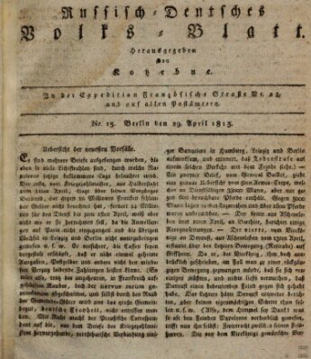 Russisch-deutsches Volksblatt Donnerstag 29. April 1813