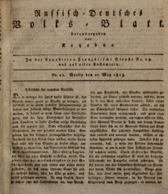 Russisch-deutsches Volksblatt Donnerstag 20. Mai 1813