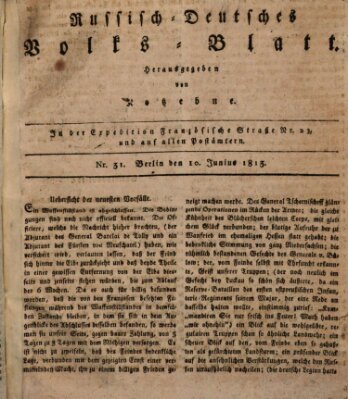 Russisch-deutsches Volksblatt Donnerstag 10. Juni 1813