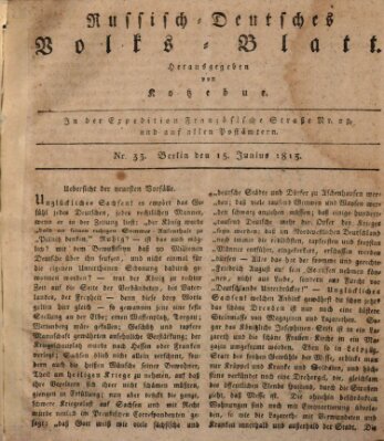 Russisch-deutsches Volksblatt Dienstag 15. Juni 1813