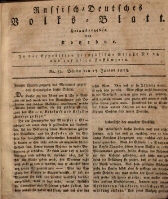 Russisch-deutsches Volksblatt Donnerstag 17. Juni 1813