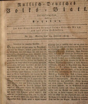 Russisch-deutsches Volksblatt Samstag 19. Juni 1813