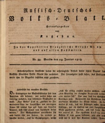 Russisch-deutsches Volksblatt Dienstag 29. Juni 1813