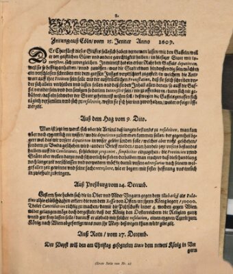 Relation: aller Fürnemen und Gedenckwürdigen Historien Donnerstag 15. Januar 1609