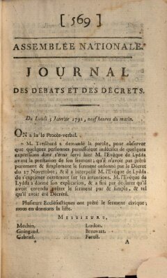 Journal des débats et des décrets Montag 3. Januar 1791